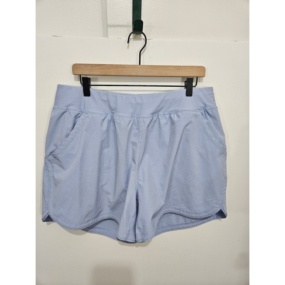 Lands End Womens 18W Active Shorts Blue Lined Athletic Gym Pockets